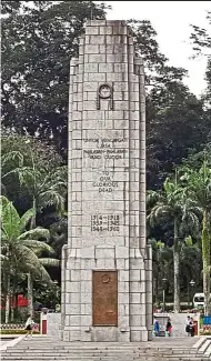  ??  ?? A cenotaph at the Tugu Negara memorial park.