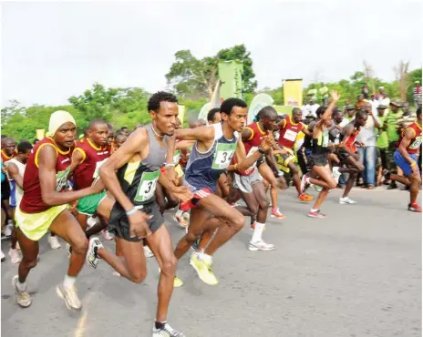  ??  ?? East Africans leading the running pack at a past edition of the now popular annual Okpekpe Race