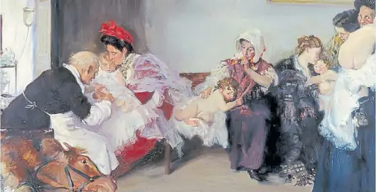  ?? MUSEO DEL PRADO ?? “Vacunación de Niños”, de Vicente Borrás Abellá. Hacia 1900. Museo del Prado, Madrid.