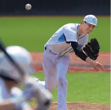 ?? GREG SORBER/ JOURNAL ?? Cleveland right-hander Jack Murano needed just 81 pitches Thursday to shut out last year’s Class 5A state champion, Goddard, 6-0 on Thursday.