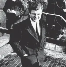  ?? FILE PHOTO ?? SLAP ON THE WRIST: U.S. Sen. Edward M. Kennedy smiles as he leaves the court house at Edgartown during a recess in the inquest into the death of Mary Jo Kopechne.