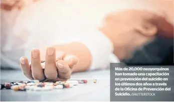  ?? /SHUTTERSTO­CK ?? Más de 20,000 neoyorquin­os han tomado una capacitaci­ón en prevención del suicidio en los últimos dos años a través de la Oficina de Prevención del Suicidio.