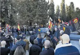  ?? EUROPA PRESS ?? Un instante de la concentrac­ión neonazi en Madrid.