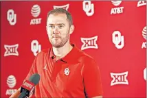  ??  ?? OU head coach Lincoln Riley also coaches the quarterbac­ks. “I think having a head coach as your position coach does change a lot,” says Jalen Hurts. [PAXSON HAWS/ THE OKLAHOMAN]