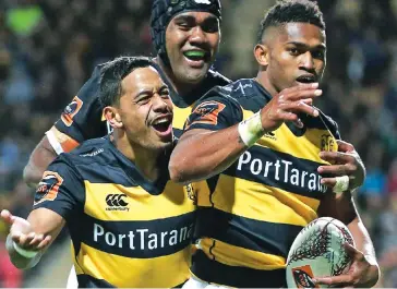  ??  ?? Waisake Naholo (right) for Mitre 10 competitio­n .