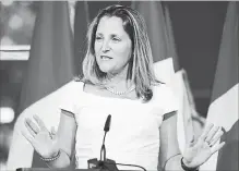  ?? ERIC BARADAT/AGENCE FRANCE-PRESS ?? Foreign Affairs Minister Chrystia Freeland defends Canada’s position.