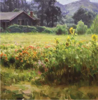  ??  ?? Summer Flower Farm, oil, 20 x 20" (51 x 51 cm)