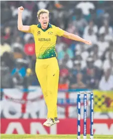  ?? — AFP photo ?? Ellyse Perry of Australia reacts during the ICC Women’s World T20 final between Australia and England at Sir Vivian Richards Cricket Ground in North Sound, in this November 25, 2018 file photo.