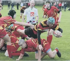  ??  ?? Sunderland Under-16s (yellow/black) taking on Whitley Bay Rockcliff in a recent match.