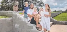  ??  ?? APPROVED: At the site of ‘The Dairy’ in late 2020 are (from left) Max, Stuart, Stella, Vera and Emily Valdal.