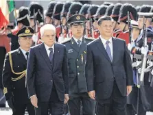  ??  ?? Lavish: Xi Jinping (right) and Italian President Sergio Mattarella