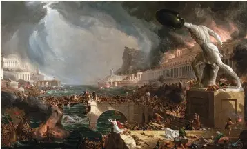  ??  ?? Le sac de Rome en 455, représenté par Thomas Cole (1836).