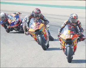  ?? EFE ?? Octavo triplete español en Moto2 Acosta, Fernández y Canet, que luego superó a Augusto