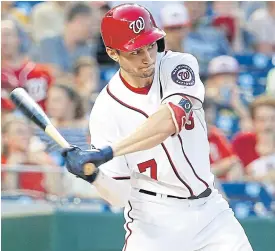  ??  ?? The Nationals’ Trea Turner hits a home run in the fourth inning.