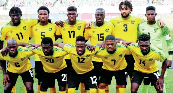  ??  ?? Jamaica players pose before a Concacaf Gold Cup match against Panama on June 30, 2019.