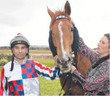  ??  ?? SADDLE UP: Jockey Pietro Romeo and trainer Lisa Donovan h Buxton will fire in the Country Cups Final. Picture: Anna Roge