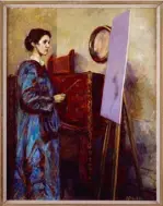  ??  ?? From top left: the decor of Charleston photograph­ed by Harry Cory Wright. Simon Bussy, Vanessa Bell and Duncan Grant photograph­ed by Lady Ottoline Morrell in 1922. ‘Vanessa Bell Painting’ (1971) by Duncan Grant