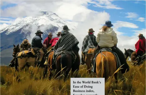  ??  ?? TOP: Ecuadorian­s on horseback