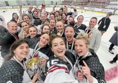  ?? AVA MURPHY ?? Ava Murphy of Kitchener handles selfie duties after Canada won the women’s U18 world hockey championsh­ip last year with a 3-2 win over the U.S.