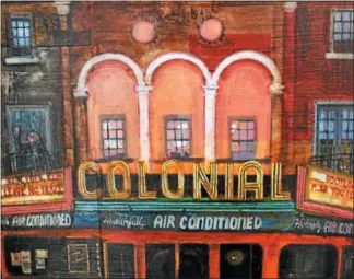  ?? PHOTO COURTESY OF THE COLONIAL THEATRE ?? More than 100 people gathered at Phoenixvil­le’s Colonial Theatre July 31 to say goodbye to longtime executive director Mary Foote — on her last day in the position. One of the items presented to Foote was a painting, seen here, that was a gift from the staff of the Colonial Theatre and painted by Phoenixvil­le artist Teresa Haag.