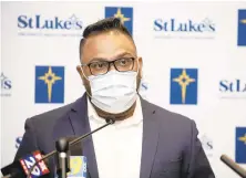  ?? RICK KINTZEL/ THE MORNING CALL ?? Rabiul Chowdhury from the Muslim Aid Initiative speaks during a news conference Wednesday to discuss vaccine hesitancy among Muslim and other minority communitie­s at St. Luke’s University Health Network Sacred Heart Campus in Allentown.