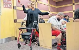  ?? AMY BETH BENNETT/STAFF PHOTOGRAPH­ER ?? Kim Liakos, a former grants manager for Margate, strikes a pose in court Wednesday before she agreed to a plea deal that sent her to state prison for 18 months.