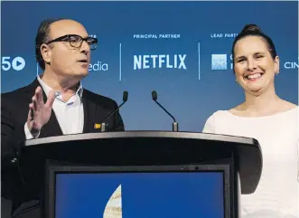  ?? CHRISTOPHE­R KATSAROV/THE CANADIAN PRESS ?? Martin Katz, left, and Beth Janson of the Academy of Canadian Cinema &amp; Television are among those considerin­g how to shake up the typical awards show format.