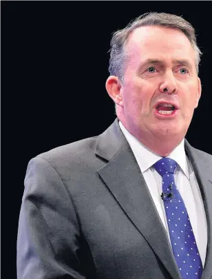  ??  ?? > Internatio­nal Trade Secretary Liam Fox