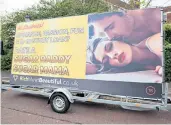  ??  ?? Extracurri­cular: a mobile billboard campaign to recruit students to date a ‘sugar daddy or sugar mama’ in London