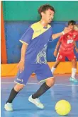  ?? RIFQI/ZETIZEN TEAM ?? ANDALAN: Yonanda Helian, kapten tim futsal SMAN 20 Surabaya, saat berusaha memberikan umpan kepada teman satu timya. Dia mencetak satu gol untuk kemenangan Rong Puluh. is back!