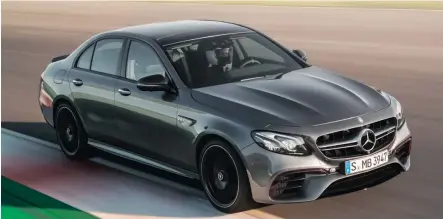  ??  ?? The new E63 S 4Matic+ gets 450kW and 850Nm, with four-wheel drive to lay it all down.