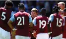  ?? Photograph: Andrew Boyers/Action Images/ Reuters ?? Aston Villa manager Steven Gerrard speaks to the players during a break in play in a pre-season game against Walsall in July.