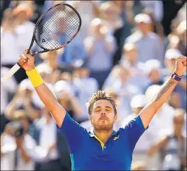  ??  ?? Third seed Stanislas Wawrinka surprised World No. 1 and top seed Andy Murray in the first semifinal at the Roland Garros. Rafael Nadal beat Austrian sixth seed Dominic Thiem 63, 64, 60 in the second semifinal.