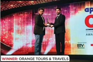  ??  ?? WINNER: ORANGE TOURS & TRAVELS (L to R) Sunil Kumar Reddy, CEO, Orange Tours & Travels, and Marzban Jasoomani, Publisher, Next Gen Publishing.