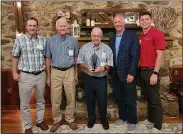  ?? SUBMITTED PHOTO ?? The TriCounty Area Chamber of Commerce presented Martin Stone Quarries, Inc. of Bechtelsvi­lle with the James K. Boyer Quality of Life Award at the Annual Boyertown Area Progress Dinner on July 28. Pictured left to right: Trevor Martin, Tom Martin, Glenn Martin, President Rod Martin and Matthew Martin.