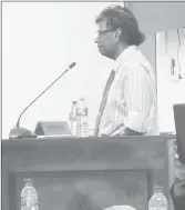  ??  ?? Columnist Freddie Kissoon on the stand yesterday.