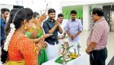  ??  ?? Vice Chancellor Dr. E. A. Weerasingh­e being welcomed at the “Navarathri Pooja” organised by the Hindu Cultural Society of NSBM