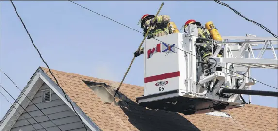  ?? LYNN CURWIN/TRURO DAILY NEWS ?? A single-family home in Bible Hill was destroyed by  re Thursday afternoon. A couple with two young children and three dogs were left homeless.