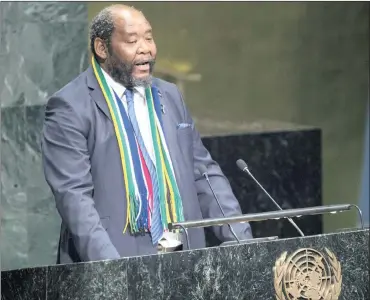  ?? PHOTO: RICK BAJORNAS ?? Statistici­an-General Pali Lehohla addresses the UN Statistics Commission on its 70th anniversar­y. He delivered an invited address as one of the two longest-serving statistici­ans-general at the body.