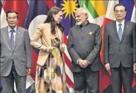  ?? AFP ?? (From left) Cambodian Prime Minister Hun Sen, New Zealand's Prime Minister Jacinda Ardern, PM Narendra Modi and Chinese Premier Li Keqiang during the second Regional Comprehens­ive Economic Partnershi­p summit (RCEP) in Singapore on Wednesday.