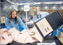  ??  ?? Votes are counted at the Emirates Arena in Glasgow yesterday