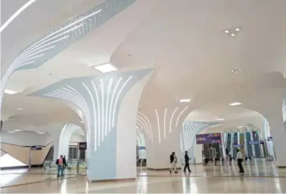  ??  ?? The Bin Mohammed train station on the gold line in the Doha Metro, which became operationa­l in 2019