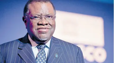  ?? AP ?? Namibia’s President Hage Geingob returns after delivering a speech during celebratio­ns marking the 75th anniversar­y of the UNESCO in November 2021.