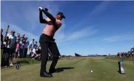  ?? ?? Tiger Woods in action during his practice round at St Andrews. Photograph: Paul Childs/ Reuters