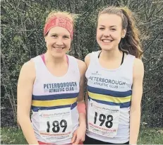  ??  ?? Sarah Caskey (left) and Hannah Chapman made the top three in the Cambourne 10k.