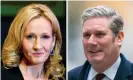  ?? ?? JK Rowling responded to comments Keir Starmer gave in a Times interview in which he said ‘trans women are women, and that is not just my view, that is actually the law’. Composite: PA