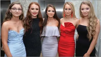  ?? Photo by John Cleary ?? Glamour at the Ballyduff GAA Victory social at the Rose Hotel, Tralee, on Saturday night. Left: Emily O’Rourke, Emma O’Connor, Sarah Kennelly, Chloe Boyle and Katelyn O’Connor.