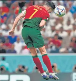  ?? AFP ?? Cristiano Ronaldo was whiskers away from becoming Portugal’s highest World Cup scorer as he barely missed landing a touch on a cross that became his team’s first goal against Uruguay.