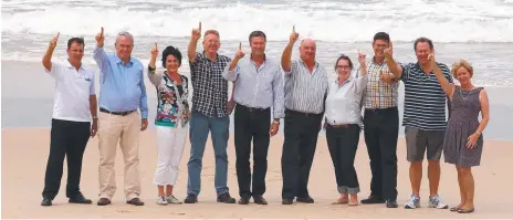  ??  ?? The LNP won 10 Gold Coast seats in the 2012 State Election (from left) Mark Boothman (Albert), Alex Douglas (Gaven), Jann Stuckey (Currumbin), Michael Crandon (Coomera), John-Paul Langbroek (Surfers Paradise), Michael Hart (Burleigh), Verity Barton (Broadwater), Rob Molhoek (Southport), Ray Stevens (Mermaid Beach) and Ros Bates (Mudgeeraba).