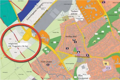  ?? FOTO: STADT BIBERACH/SZ ?? Auch das geplante Interkommu­nale Gewerbegeb­iet am Biberacher Flugplatz ist als Fläche im Flächennut­zungsplan 2035 enthalten. Mehrere Fraktionen sehen dieses kritisch.